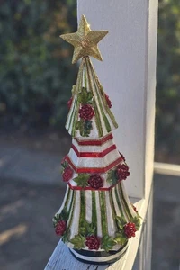 Mackenzie-Childs lustige abgestufte Capiz Muschel Baum Weihnachten Urlaub Dekor 15,5" hoch - Bild 1 von 9