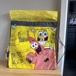 Spongebob Squarepants Drawstring Backpack Nickelodeon BNWT Accademia Yellow Swim - Picture 1 of 11