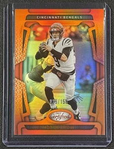 JOE BURROW 2025 PANINI CERTIFIED #21 MIRROR ORANGE 26/150 BENGALS - Foto 1 di 2