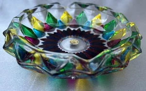 VINTAGE MURANO WEIL ITALY ART GLASS CIGARETTE TRAY BRILLIANT COLORS MCM - Picture 1 of 16