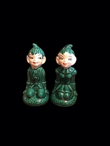 Vintage Gilner Christmas Kneeling Pixie Elves Elf Salt & Pepper Shakers Figurine - Picture 1 of 6