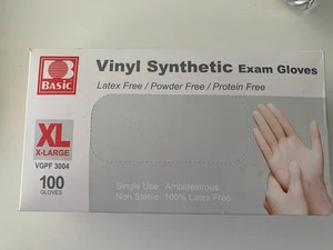 Vinyl Synthetic Exam Gloves X Large Clear. case of 100 gloves - Picture 1 of 5