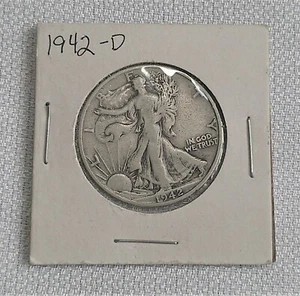 Silbermünze Walking Liberty Half Dollar 1942-D im Kartonschutz - Bild 1 von 2