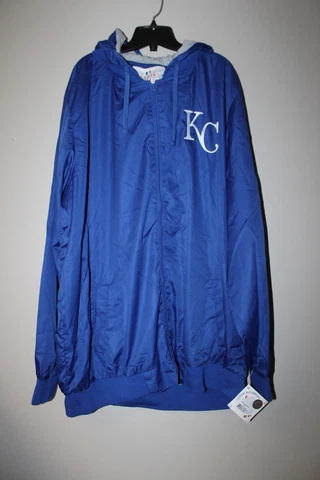 New MLB Kansas City Royals embroidered zip up hooded poly jacket men's size 4XL Cover