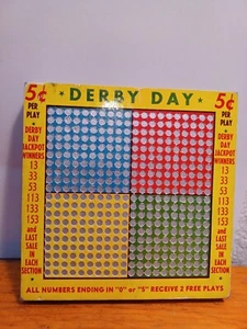 Vintage Kentucky Derby Day Punch Board Game Never Used 5 Cents per punch RBx43 - Picture 1 of 3