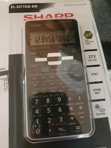 Neu Sharp EL-531TGB-BW 12-stelliger wissenschaftlicher Taschenrechner schwarz & weiß kostenloser Versand - Bild 1 von 2