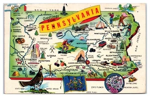 Gruß aus Pennsylvania Karte und Wahrzeichen Postkarte - Bild 1 von 2