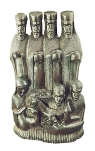 Hand-Carved Ebony Nativity Scene Baby Jesus Three Kings Wooden Statue, Mint Cond - Picture 1 of 16