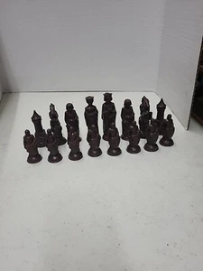 Vintage Anri & E.S. Lowe Renaissance Chess Pieces Dark Brown 16Ct. Pre-Owned - Picture 1 of 11