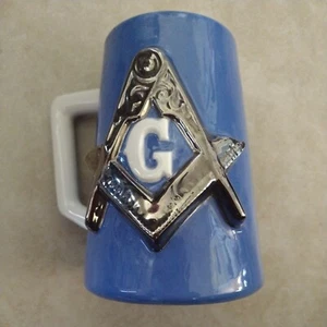 VTG 70’s freemason coffee mug Blue Cup - Picture 1 of 7