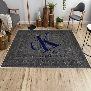 Calvin Klein Logo Rug, Fashion Logo Luxury Rug, Modern Fancy Area Rug - Picture 1 of 6