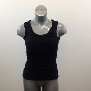 Camiseta sin mangas para mujer Cleo talla mediana negra de encaje a rayas mezcla de poliéster - Imagen 1 de 6