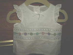 T25 NWOT Baby Girl Size 0/3 Month Sonoma Sleeveless Cotton Summer Top Embroidery - Picture 1 of 4