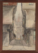 S. J. 'Toby' Nash (1891-1960) - Framed 1936 Watercolour, Mercery Lane