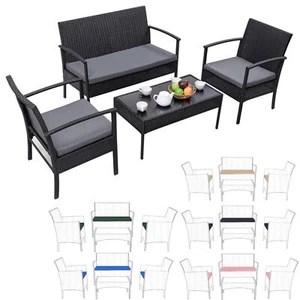 Rattan Chair Cushion Set Garden Sofa Seat Pad 3pc Replacement Set Outdoor Garden - Picture 1 of 10