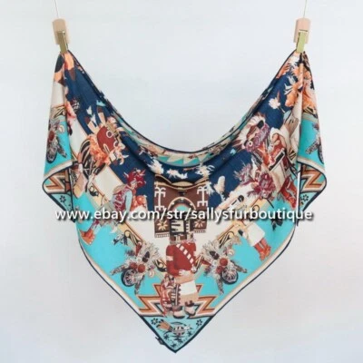 Sallys 70% Cashmere & 30% Silk Scarf Aztec Print Large Triangle Shawl 200*125cm - Image 1 of 4