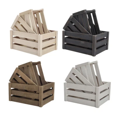 Vintage Wooden Crate Storage Boxes Apple Fruit Crates Box Wedding Window Display - Image 1 of 4