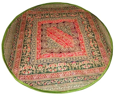Round tablecloth table cover runner boho wall tapestry Vintage beaded patchwork - Image 1 of 4