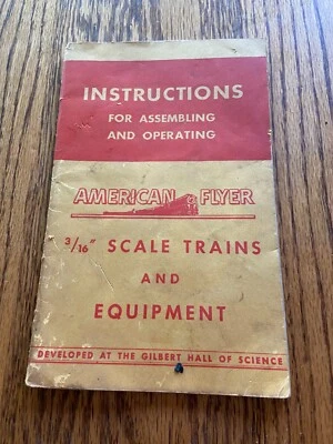 AMERICAN FLYER 3/16" Escala Equipo Instrucciones Gilbert Hall 1947 Foto 1 de 4