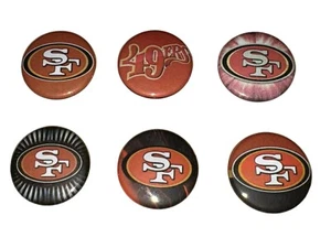 1" SET OF 6 SF SAN FRANCISCO 49ERS BADGE BUTTON PINS PINBACK [P658] - Picture 1 of 2