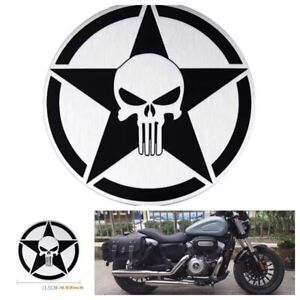 Motorcycle Derby Cover 3D Metal  Skull Decal Aluminum Sticker 4.53" New