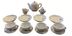 Child's China Tea Set 17 pc Blue Flowers Vintage - Picture 1 of 7
