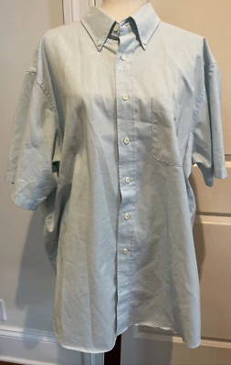 Camisa de vestir Surrey 18 1/2 para hombre con botones azul manga corta cuello vintage Foto 1 de 4