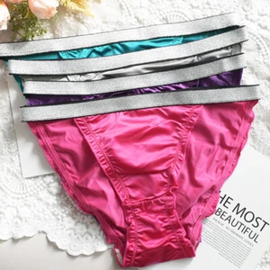 4PCS/LOT Sexy Womens Satin Panties Briefs High Cut Underpants Bikinis Lingeries - Picture 1 of 10