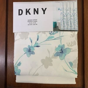 DKNY Prospect Floral Duschvorhang 72" x 72" blau weiß Polyester Baumwollmischung - Bild 1 von 4