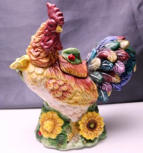Rooster Teapot Farm Animal Home Kitchen Yellow Sunflowers - Picture 1 of 12
