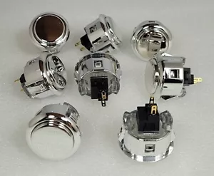 Japan Sanwa Metallic Silver Button x 8 pieces OBSJ-30-AG Video Arcade Parts - Picture 1 of 7