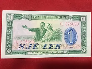 ALBANIA BANKNOTE 1 LEK 1976 ALBANIAN BANKNOTES 1 LEKE NOTE FROM PEGASUS-TF COIN - Picture 1 of 4