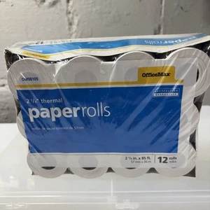 OfficeMax 12 Pack Of 2 1/4" x 85ft Thermal Paper Rolls NEW - Picture 1 of 2