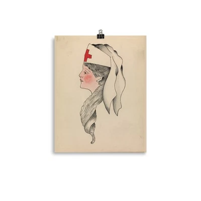 Vintage Army Nurse Tattoo Design -  Military Nurse Art - Image 1 of 4
