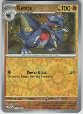 Pokemon Gabite 095/182 SV04: Paradox Rift Common Reverse Holo NM - Image 1 of 2