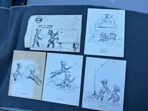 RARE Ace Powell Pete & Repete Montana Glacier Park Bears 12 Print Set Vintage - Bild 1 von 11