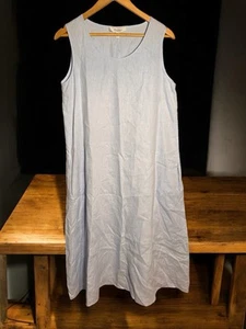 NEU Max Mara Freizeit Leinen Midi Länge Kleid Gr. 8 blau ärmellos J28 - Bild 1 von 7