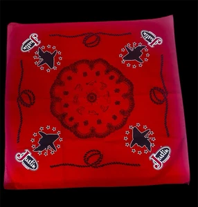 Vintage Justin Stiefel Logo Bandana Einstecktuch 21" quadratisch rot Baumwolle neu aus altem Lagerbestand - Bild 1 von 10