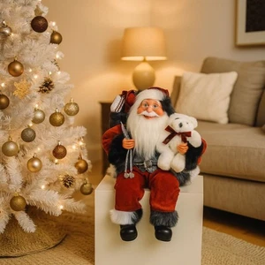 Babbo Natale Seduto 45 cm Rosso Decorazione Natalizia Classica YS19103 - Foto 1 di 3