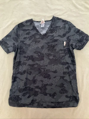 Blusa Médica Koi Mediana Para Hombre Negra Gris Bolsillo en el Pecho 100% Algodón Ciencia Moléculas Foto 1 de 4