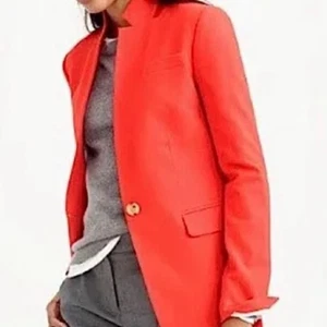 J.Crew Regent Blazer Jacket Bright Red Orange Wool Blend B0323 12 - Picture 1 of 9