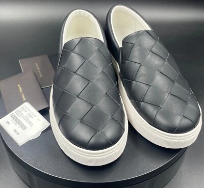 Bottega Veneta 608751 男式黑色皮革 intrecciato 乐福鞋,40 — 第 1/4 张图片