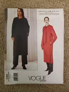 RARE Vogue 2482 Donna Karan Designer Coat & Pants Pattern Misses 16-18 UNCUT FF - Picture 1 of 2