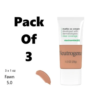 Neutrogena Clear Coverage Flawless Matte CC Cream, Faawn, 3-Pack 1 oz - Picture 1 of 5