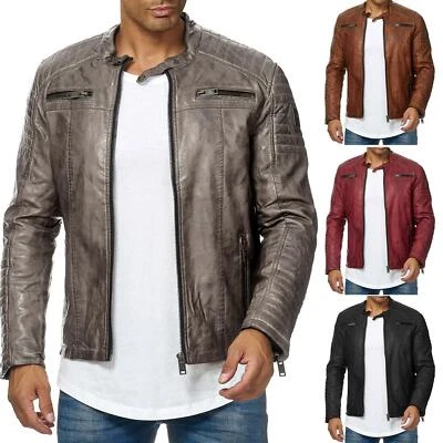 Redbridge Herren Jacke Kunst- Lederjacke Bikerjacke Übergangsjacke Braun M6013 - Bild 1 von 4