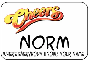 CHEERS NORM NAME BADGE HALLOWEEN COSTUME PIN BACK COSPLAY PROP - Picture 1 of 2