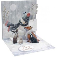 Pop-Up Christmas Card Trearures by Up With Paper - Snowman & Friends