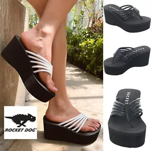 Womens Rocket Dog Crushcage Platform Flip Flop Wedge Eva Sandal Black RRP £36 - Picture 1 of 7