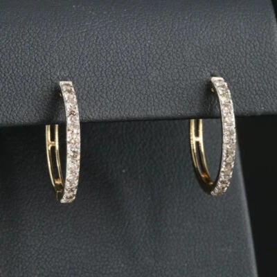 Pendientes de aro de diamantes de ley de 0,77 CTW - brillantes y hermosos Foto 1 de 4