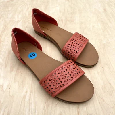 Sandalia sin cordones ANDIAMO Abailey punta abierta salmón para mujer talla 10 playa boho cómoda Foto 1 de 4